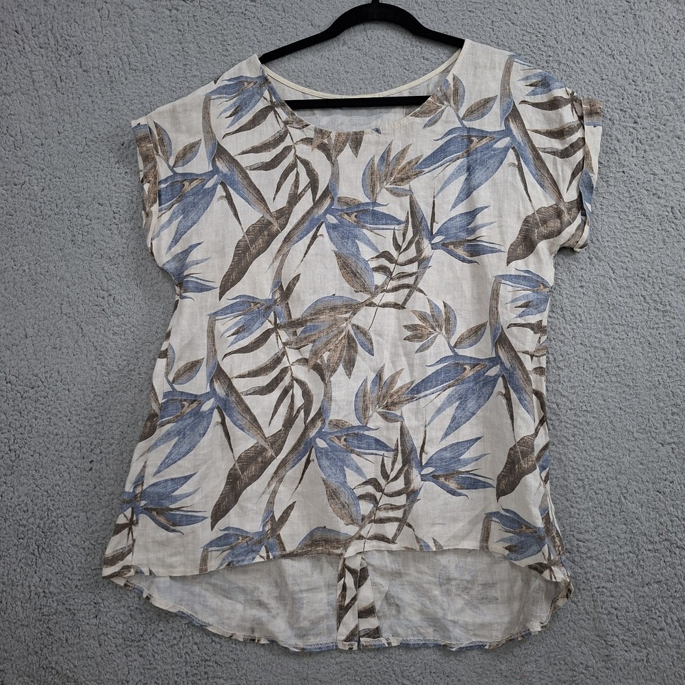 Terzo Millennio Womens Linen Tunic Top Medium Lagenlook Button Back ART 880